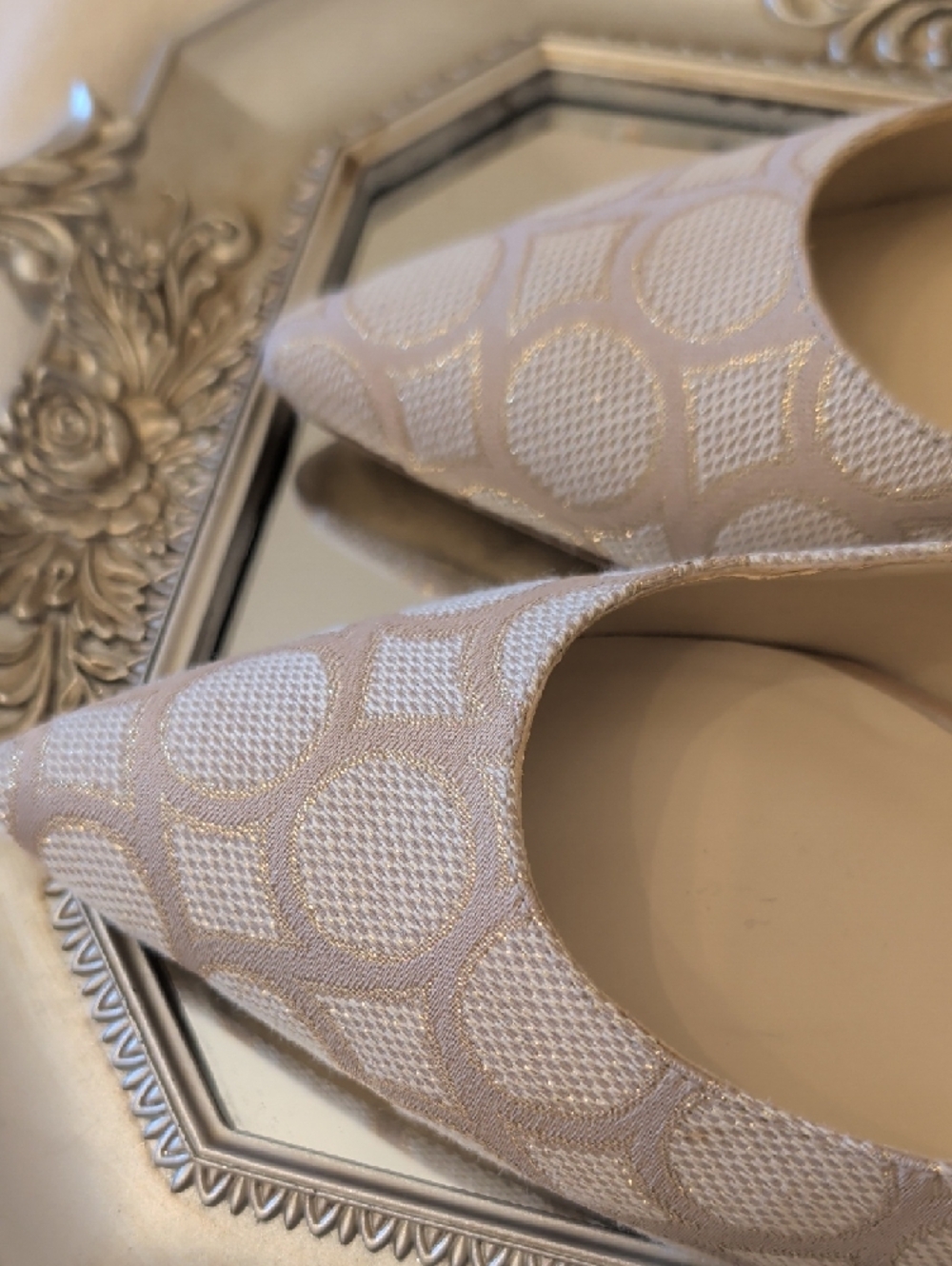 Nine West Beige Patterned Pointed-Toe Pumps - Picture 6 of 10